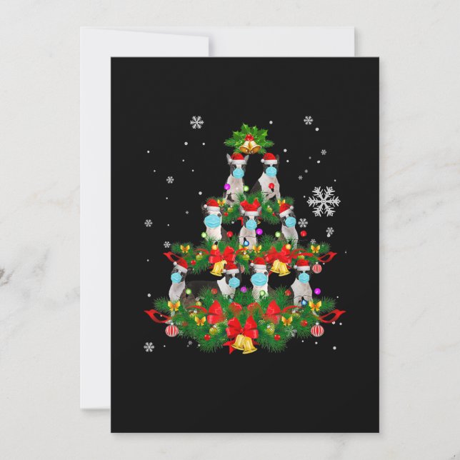 Faire-part Funky Boston Terrier Noël Arbre Chien Masque de No (Devant)