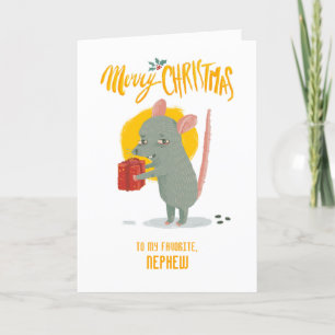 Faire-part Funny Mouse présente Nephew ou Niece Christmas Car