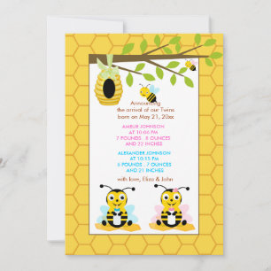 Faire-part Gaffez l'abeille que le genre indiquent le
