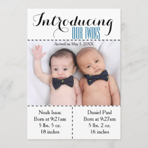 Faire-part Garçons jumeaux d'Announcment de naissance de