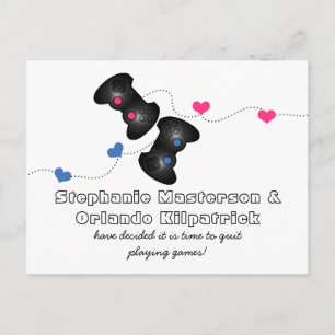 Faire-part Geeky Gamers Sauvez la Date Carte Postale Dark Blu
