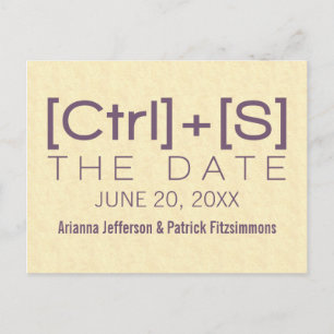 Faire-part Geeky Typography Enregistrer la date Carte Postale