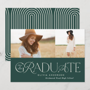 Faire-part Géométrie verte moderne 2 graduation en arc photo