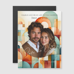 Faire-part géométrique moderne avec photo magnétiq