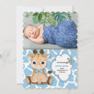 Faire-part Giraffe Bleue Jungle Thème Baby