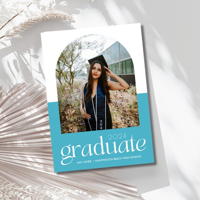 Faire-part Girl Arch Photo Lycée Graduation (Girl Arch Photo High School Graduation Announcement)