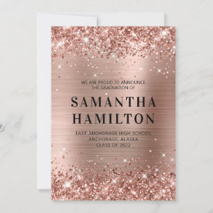 Faire-part Glittery Rose Gold Ombre Foil Graduation