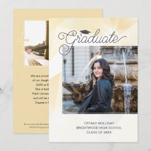 Faire-part Gold Abstrait Graduation Bible Verse Photo