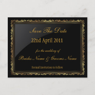 Faire-part Gold et noir Enregistrer la carte postale Date