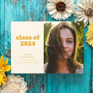Faire-part Golden Yellow Retro Simplicity Photo Graduation