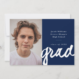 Faire-part Grad de script décontracté | Diplôme photo simple