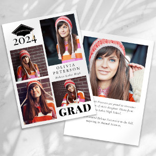 Faire-part Grad Multi Photo Collage Graduation
