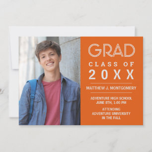 Faire-part Graduate 2023 Photo Moderne Orange Silver Grad