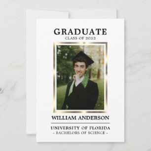 Faire-part Graduate Black Gold Frame Classe de l'année   PHOT