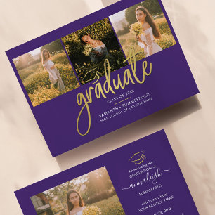 Faire-part Graduation 2025 3 Photos Script Grad