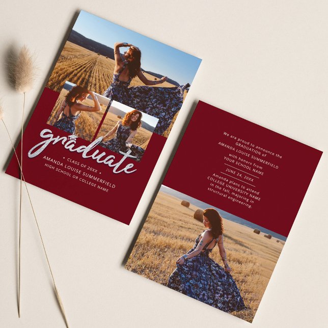 Faire-part Graduation 2025 Photo Collage Graduate (Graduation Photo Collage Script 2024 Announcement)