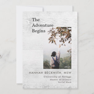 Faire-part Graduation 3 Photo Aventure commence rustique