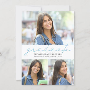 Faire-part Graduation 3-Photo Collage Facile Éditer un script