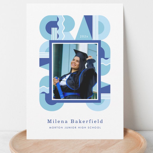Faire-part Graduation announcement class of 2026 blue white (Créateur téléchargé)