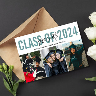 Faire-part Graduation au lycée 3 Photo Turquoise