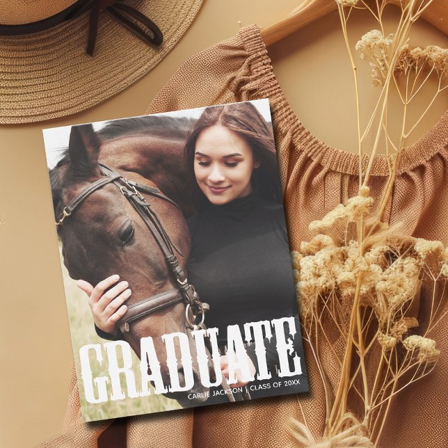 Faire-part Graduation Cowgirl Photo Country Script Graduate (Créateur téléchargé)