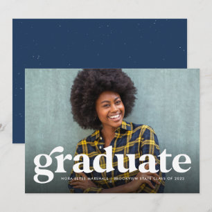 Faire-part Graduation de photo horizontale rétro en gras