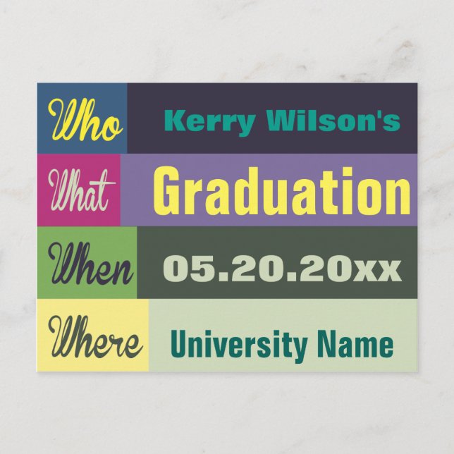 Faire-part Graduation Enregistrer La Date Carte Postale (Devant)