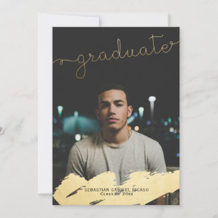 Faire-part Graduation Faux Gold Foil Moderne Personnalisé