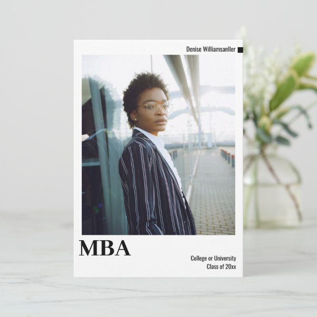 Faire-part Graduation minimale en MBA photo (Debout devant)