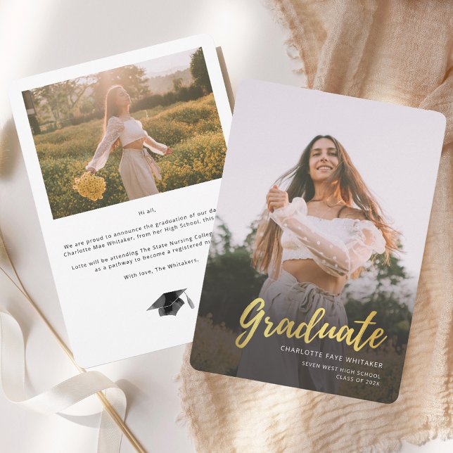 Faire-part Graduation Moderne 2025 Script Photo (Modern Graduation 2025 Script Photo Announcement)
