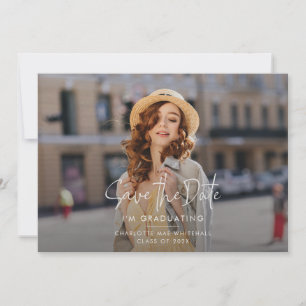 Faire-part Graduation moderne Enregistrer la date Grad Photos
