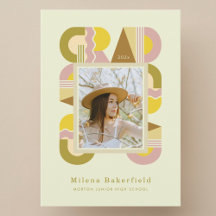 Graduation photo announcement card 2026 retro