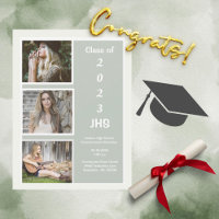 Graduation Photo Collage Nom vert Graduation