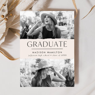 Faire-part Graduation photo de la crème moderne Edge 2