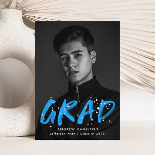 Faire-part Graduation photo de peinture bleu moderne