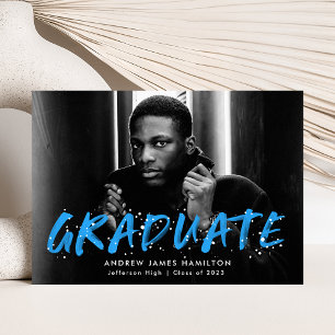 Faire-part Graduation photo de peinture bleu moderne