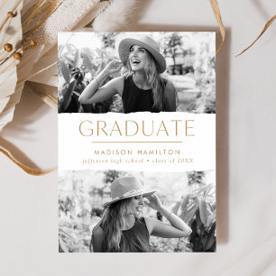 Faire-part Graduation photo Modern Edge Gold 2