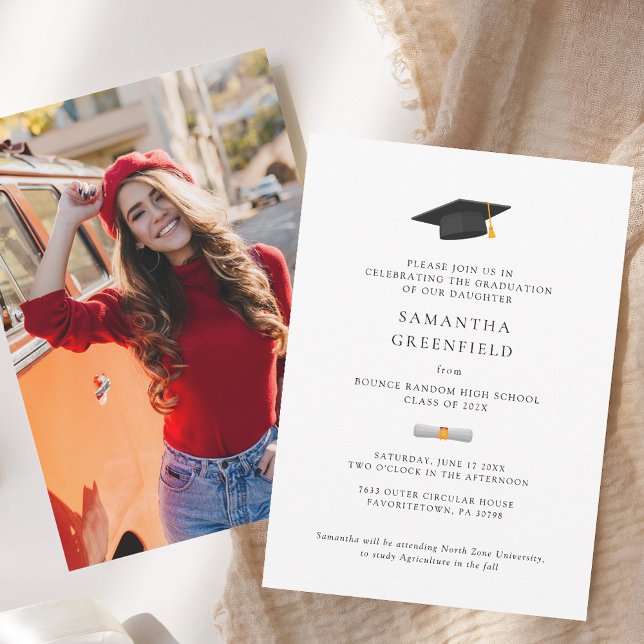 Faire-part Graduation photo moderne 2025 (Graduate Cap Photo Graduation Announcement)
