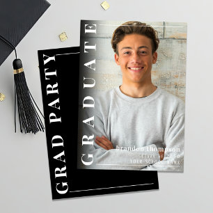 Faire-part Graduation photo moderne noir et blanc