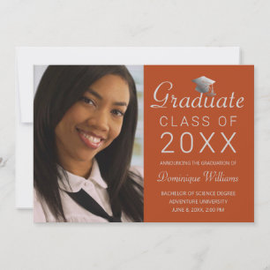 Faire-part Graduation Photo Silver Grad Casquette Script Oran