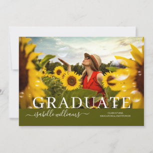 Faire-part Graduation Rustique Photo Tournesols
