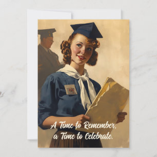 Faire-part Graduation vintage, félicitations