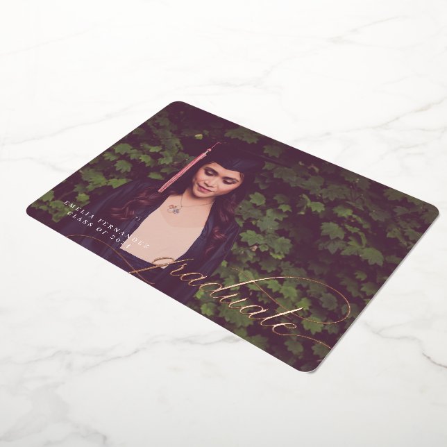 Faire-part graduée standard simple de script Foil (Rotation)