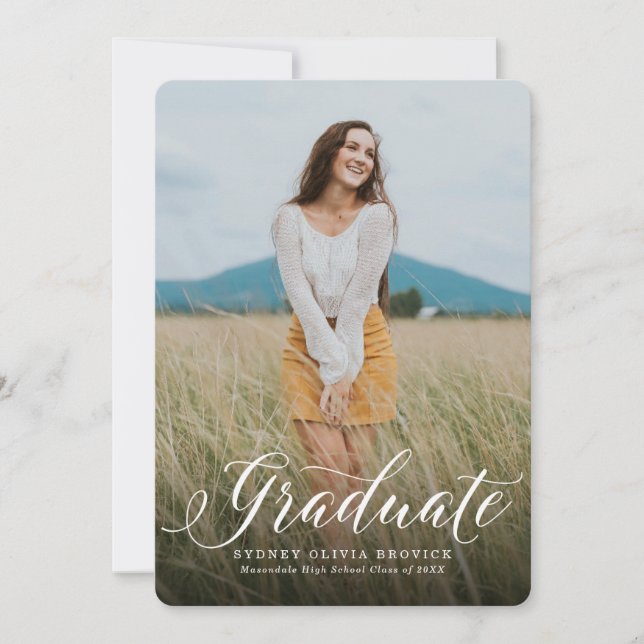 Faire-part Grande image noir et blanc graduation (Devant)