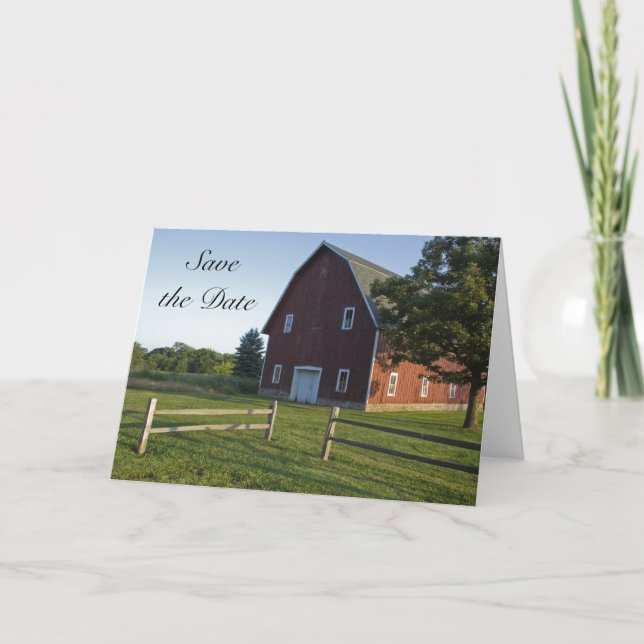 Faire-part Grange rouge avec mariage de clôture Enregistrer l (Devant)
