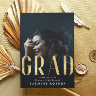 Faire-part Gras Jaune Or Foil Moderne GRAD Photo