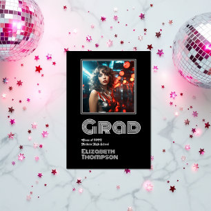 Faire-part Gras Retro Disco Graduation Photo