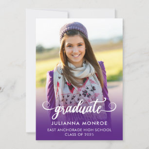 Faire-part Gras Script Graduate Royal Purple Graduation