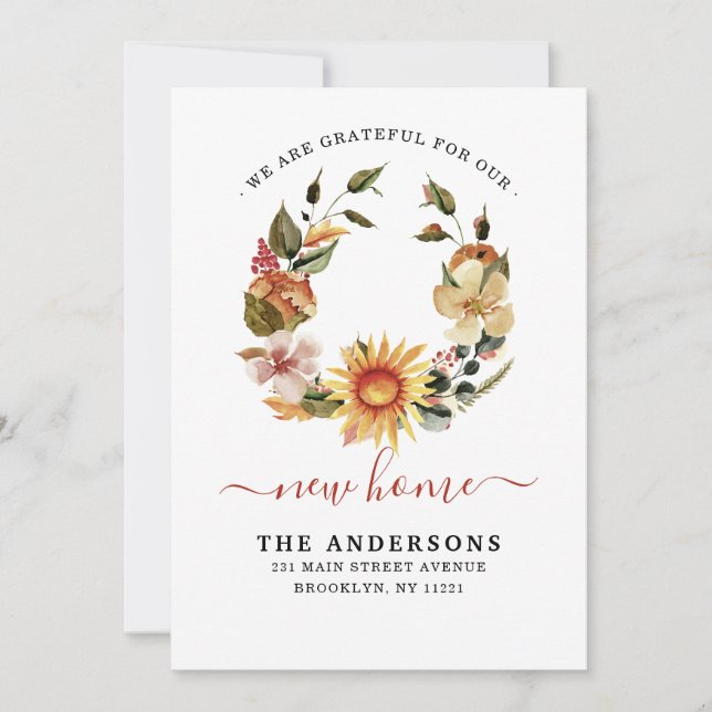 Faire-part Grateful Nouveau foyer Nous avons déplacé la couro (Devant)