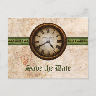 Faire-part Green Antique Horloge Enregistrer la carte postale